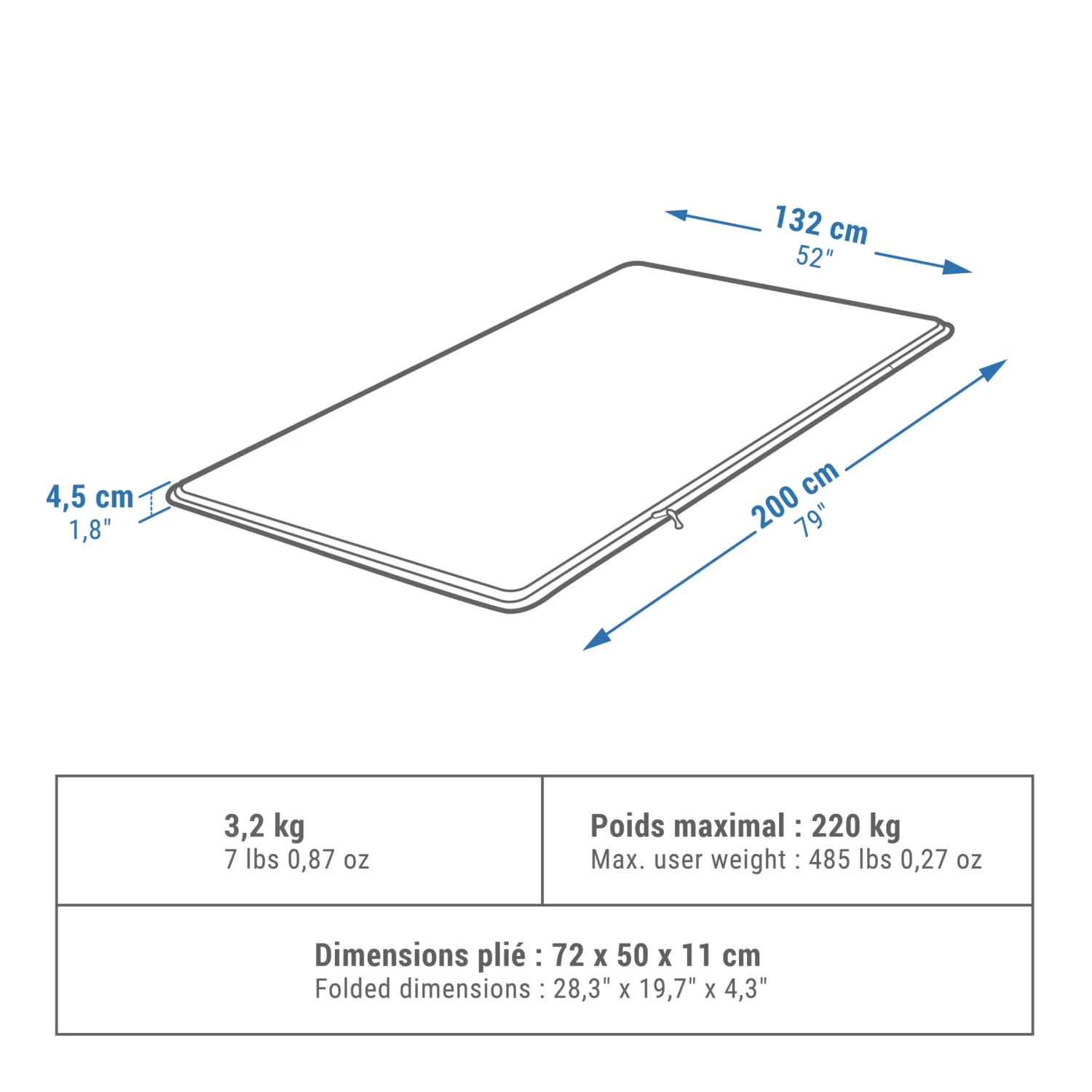 Quechua SELF-INFLATING CAMPING MATTRESS - COMFORT 132 CM - 2 P 4 Quechua SELF-INFLATING CAMPING MATTRESS - COMFORT 132 CM - 2 P - Image 2