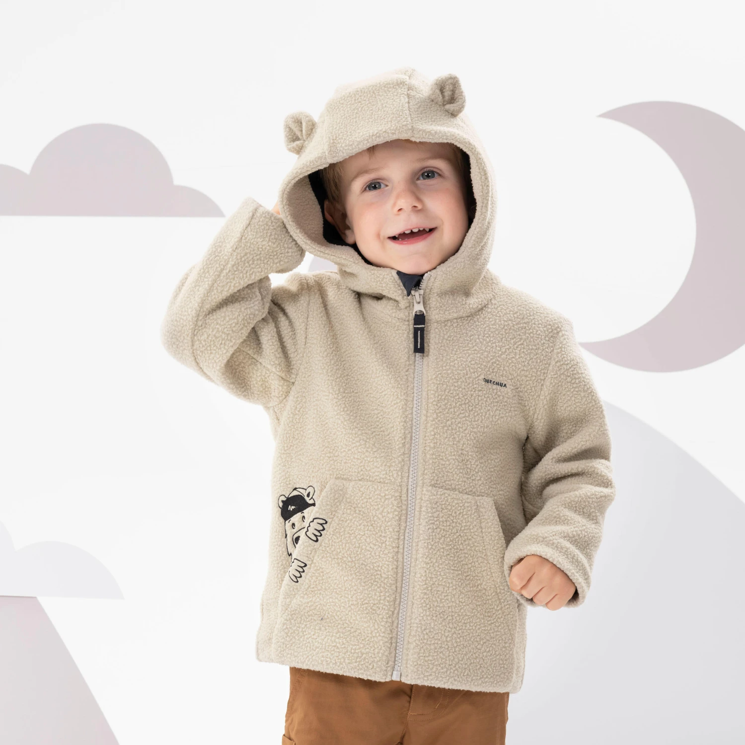 Quechua Kids' Hiking Fleece - MH500 KID Beige - Ages 2 7 Quechua Kids' Hiking Fleece - MH500 KID Beige - Ages 2 - Image 5