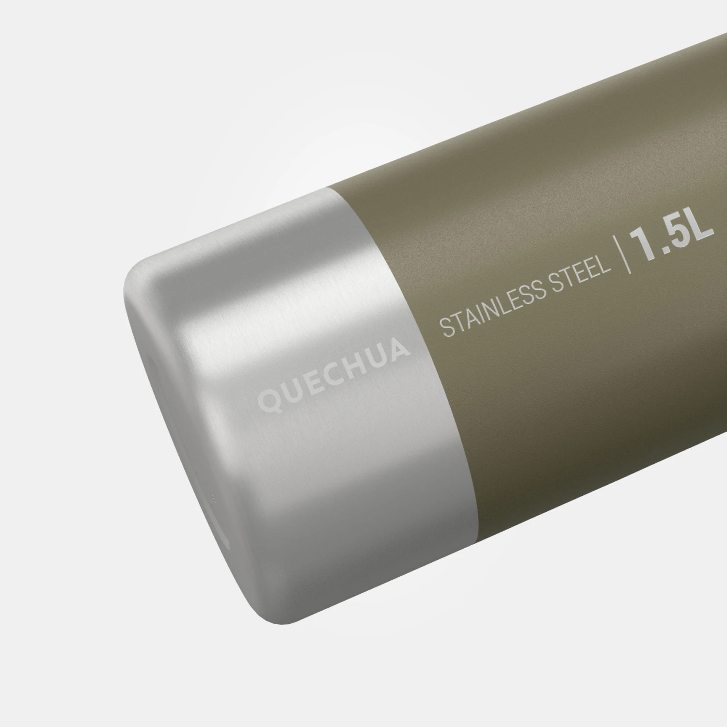 Quechua Stainless Steel Hiking Flask With Screw Cap MH100 1.5 L Khaki 5 Quechua Stainless Steel Hiking Flask With Screw Cap MH100 1.5 L Khaki - Image 3